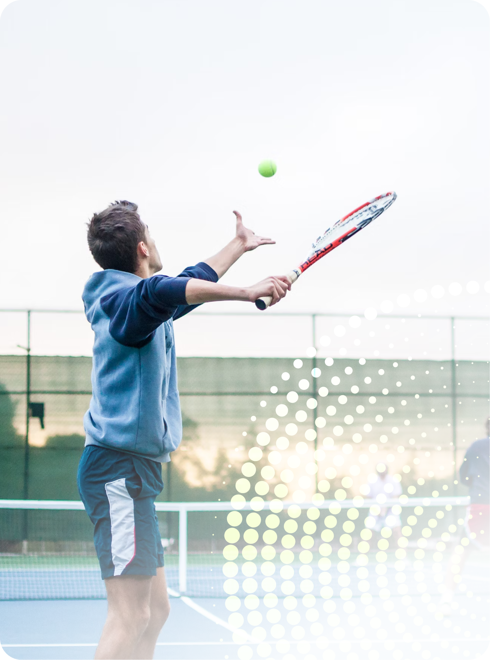 Professional tennis player serving with focus and precision